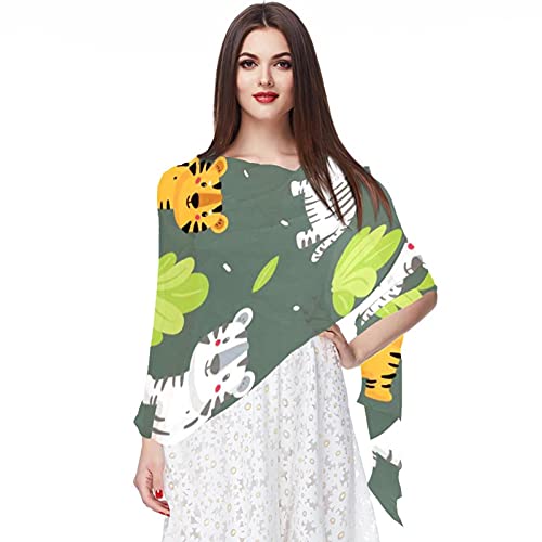 Écharpe rose en mousseline de soie pour femme avec motif dinosaure