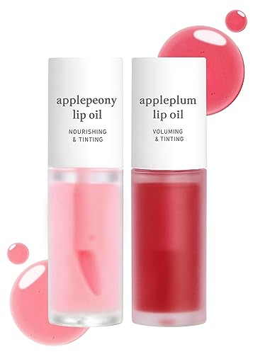 NOONI Vegan Appleseed Lip Oil Set - Applepeony &amp; Appleplum - Lip Gloss