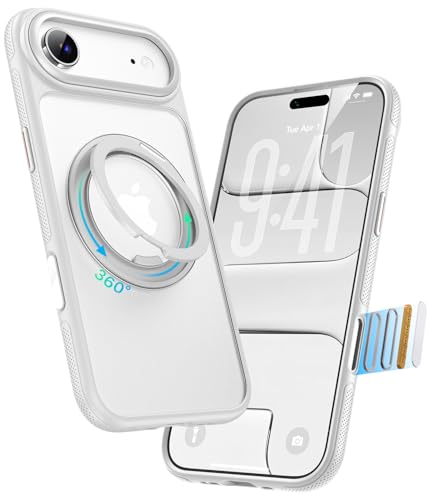 Image of for iPhone Air Case, Compatible with MagSafe, Slim Shockproof Military-Grade Rugged Protective Case with Stand, Camera Control, Comfort Grip (B-White, iPhone Air)