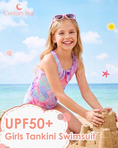 Image of Century Star Girls Tankini Swimsuit UPF 50+ Racerback Bathing Suit for Teen Girls 2 Piece Swimsuit Summer Beach Swimwear
