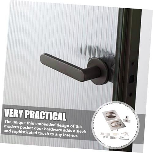 Juego Moderno de Herrajes para Cerradura de Puerta Corredera con Llave, Diseño Delgado Empotrado, Recubrimiento Resistente a la Corrosión, Fácil Instalación, Compatible con Grosor Estándar de Puerta para Dormitorio y Baño miniatura 6