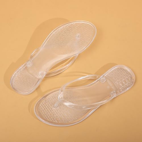 Women Flip Flops Thong Sandals Jelly Shoes Flat Slides Clear Jellies Pool Slippers Bathroom Summer Beach Size 8 Ladies Non Slip Dress Comfortable Quick Drying Soft3