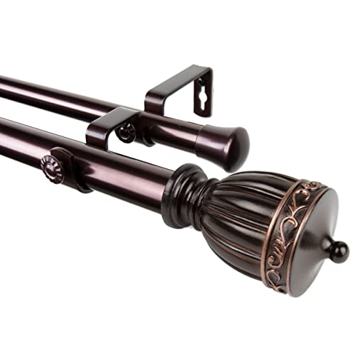 Rod Desyne 100-48-289-D 1" Debussy Double Curtain Rod, 28-48 inch, Bronze