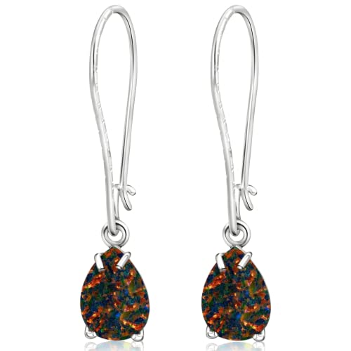 925 Sterling Silver Gemstone Earrings for Women - 7x10mm Teardrop Gemstone - Birthstone Jewelry - Elegant Gift for Wife, Daughter