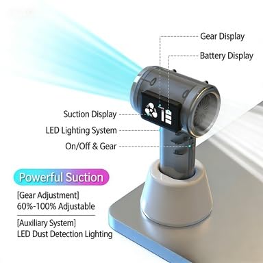 Aspirateur auto sans fil compact avec écran numérique haute performance