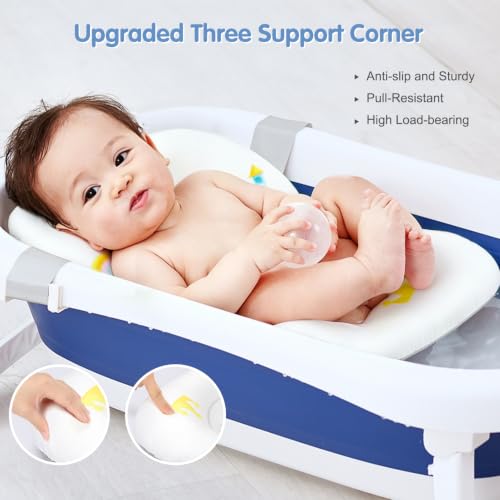 Image of Colorlife Baby Bath Seat Support Net Infant Bathing Seat Support Mat, Adjustable Comfortable Non-Slip Three-Pointed Baby Shower Net Bathtub Sit Up Mesh for Newborn 0-12 Months-White Crown(No Bathtub)