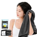 超速乾【公式ストア限定】【1枚】ヘアドライタオル 高吸水 速乾 ヘアドライキャップ ふわもこ タオル素材 ピンク お風呂上がり/プール対応 ヘアターバン バス用品に最適 Japan Masclub(ダークグレー)