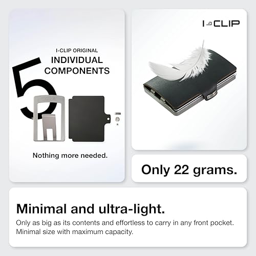 Image of I-CLIP Original Cardholder with Moneyclip - Smooth Leather Slim Wallet - Leather Wallet - Premium Wallet - Cardholder - Soft Touch Black