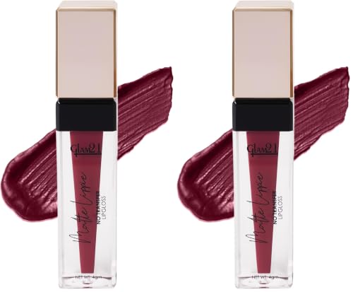 Image of Glam21 Matte Lippie No Transfer Lip Gloss | Lightweight and comfortable| Creamy Matte Formula - 4 gm | Marlot-16 (Pack of 2)