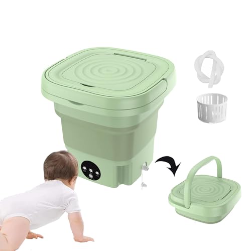 Mini Lavadora Portatil ， Lavadora Carga Superior 8L con 3 Modos De Limpieza Profunda,con Blu-Ray Mini Lavadora Plegable para,el Hogar,Viajes,Ropa Interior,Green
