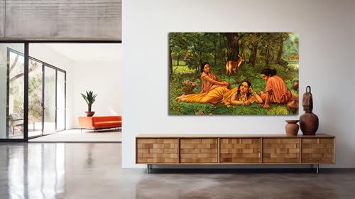 Image of Sikhash Raja Ravi Varma Canvas Art /Classic Printing Art /Unframed Famous Indian Design /Shakuntala Patralekhan Art for Wall Decor, Bedroom, Living Room, Home, Office 320 GSM (35x23 inches)