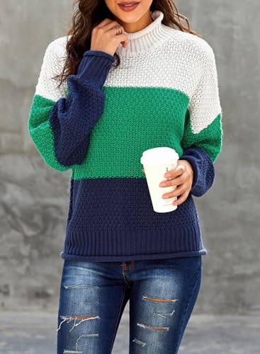 Image of Dokotoo Womens 2026 Winter Fall Solid Turtleneck High Neck Balloon Long Sleeve Sweaters Pullover Outerwear