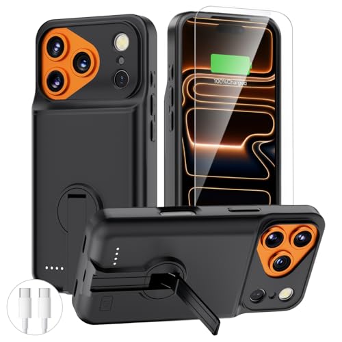 BOPPS 2025 New Battery Case for iPhone 17 Pro Max with Stand Ultra Slim 8500mAh Portable Rechargeable Strong Protective Extended Charger Cover for iPhone 17 Pro Max Charging Case-6.9inch Black