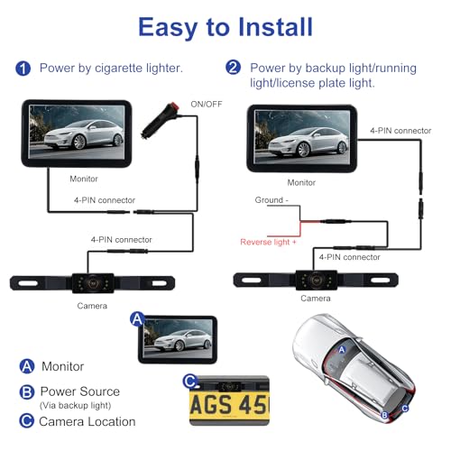 Image of Docooler Backup Camera, Rear View Camera with 7-inch IPS Monitor, AHD Night Vision Backup Camera, 150 Wide-Angle, DIY Adjustable Guide Lines, IP68 Waterproof Reverse Camera for Car, Truck, RV, SUV