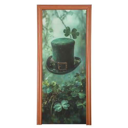 FLildon Leprechaun Hat St Patrick's Day Door Cover Decoration, Party Accessory Porch Decor for Festive Ornament Room Door Covers 35 x 79 Inch