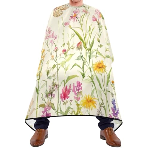 Kigai Hair Cutting Cape for Men & Women Butterfly Flowers Waterproof Barber Cape Professional Hairdressing Salon Styling Cape with Adjustable Closure Snap