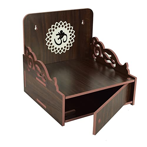 CrazyInk Wooden Readymade Wall Hanging Puja Temple for Home God Stand for Pooja Room Mandir Wood Devghar Stand for Office and Shop Crazyink-445