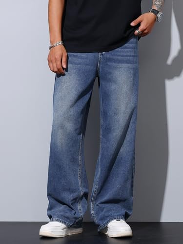 Men's Baggy Jeans Y2K Vintage Wide Leg Denim Pants Hip Hop Skater Jeans Loose Fit Trousers 2000s Streetwear2
