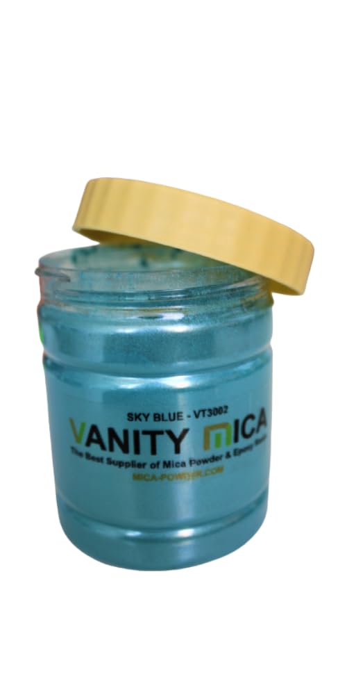 Blue Mica Powder - Dark Blue Sky Blue Ocean Blue Glitter Mica Powder for soap making 3.5 Oz Nail art Epoxy Resin Art Coaster making Jewelry making Mica powder 100 g (Sky Blue)