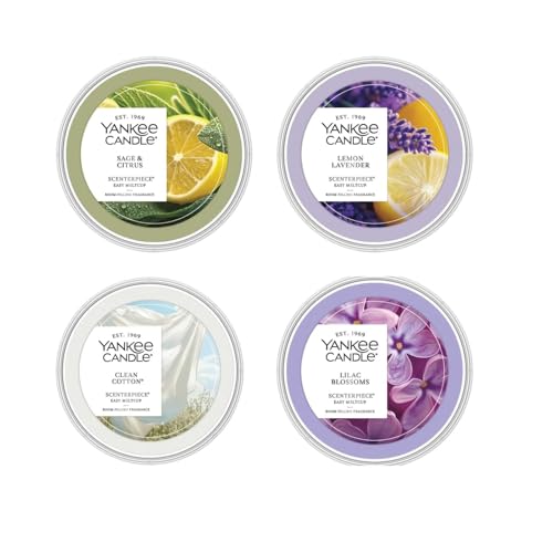 Yankee Candle Scenterpiece Easy MeltCup Wax Refills for Wax Warmers Long Lasting Home Fragrance Clean Cotton Sage & Citrus Lemon Lavender Lilac Blossoms (Variety Pack)