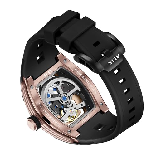 Image of ALIX Automatic Mechanical Watch Silicone Band Water-Resistant Stylish Gift for Men