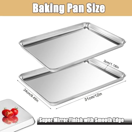 Plaque de cuisson inox lot de 2 grands plateaux de four 31x24x3,1cm