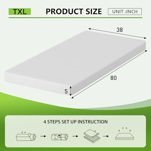 Image of PayLessHere | 5 Inch Twin XL Mattress | Medium Firm Base Foam Mattress