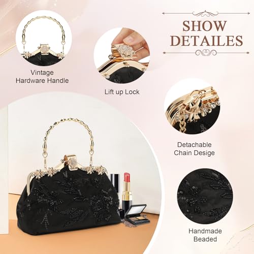 Image of UBORSE 1920s Vintage Clutch Purse Beaded Evening Bag for Women Formal Bridal Sequin Handbag Clutch for Wedding /Prom /Cocktail | 1920s
