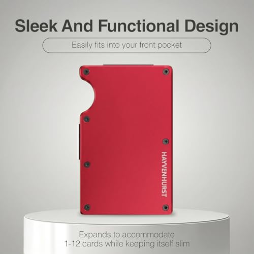 Image of Hayvenhurst Wallet for Men - Slim RFID Blocking Metal Wallet with Money Clip, Minimalist Front Pocket Credit Card Holder, Small Mens Wallet