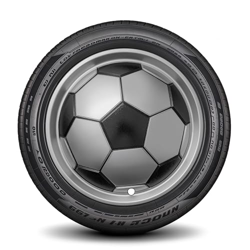 Image of LYDS Soccer Futbol Silver Black Universal 15 inch Premium ABS Hubcap Wheel Cover Replacement Set of 4 - SWC-15S