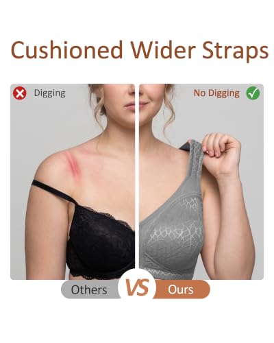 Image of Lemorosy Women's Plus Size Front Closure Posture Back Unlined Wireless Bra | Double Support, Full Coverage, Minimizer, Unpadded, Large Busts, 34D-48DDD