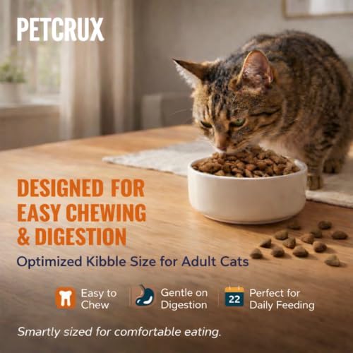 Image of Petcrux Dry Adult Cat Food, Mackerel Fish Flavor, with Omega 3 & 6 and Taurine, Complete & Balanced Nutrition for Adult Cats, 1 kg