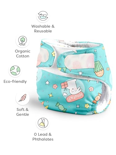 Image of SuperBottoms Newborn UNO Premium Cloth Diaper with Insert (0 to 3m) | Washable & Reusable Diaper with Organic Cotton Pad | Superior Absorption | Waterproof | SuperDryFeel Layer | Super Soft & Gentle