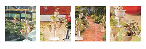 Image of Plastic Innovative Flower Plant Organizer Stand For Home Vertical Gardening - 4 Planter-Pots , Multi Color , 38 Inch