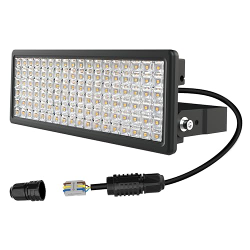 BERSUANG 100W LED Strahler 14000LM Flutlicht, 3000K Warmweiß Superhell Außenstrahler, 230V IP67 Wasserfest Scheinwerfer mit Einstellbarem Winkel für Hinterhof Auffahrt Garage