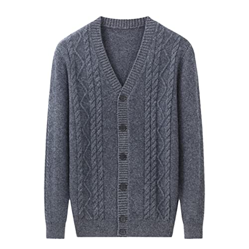 Pull Cachemire Homme Col en V Grand Manteau Cardigan Maille Anti Froid L