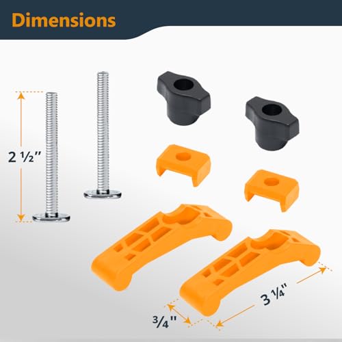 Image of POWERTEC 2PK Mini Hold Down Clamps, 3-1 /4 inch L x 3 /4 inch W - T-Track Woodworking Clamps with 2-1 /2 inch T Track Bolts for CNC Machine, Table Saw Sled, Drill Press, Work Bench (72203)
