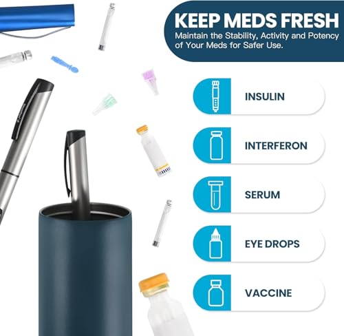Image of [Upgraded] CareVego 20H-24H Jumbo Insulin Cooler Travel Case, 4-7 Pens Medication Travel Case Insulin Pens and Diabetic Supplies Storage