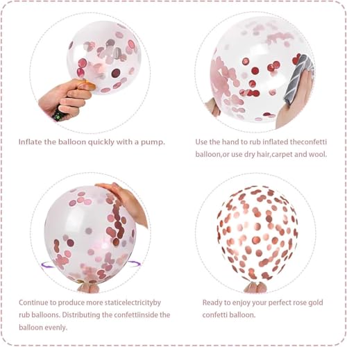 Image of 60Pcs Pink Rose Gold Balloons Kit 12 Inch Retro Pink Light Rose Gold Metallic Gold Ivory White Confetti Balloons for Birthday Wedding Bridal Shower Bachelorette Party Decorations Decor