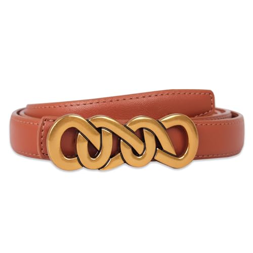 Image of Aurolran Women's Fashion Classic Metal Buckle Leather Belt with Jeans Dress