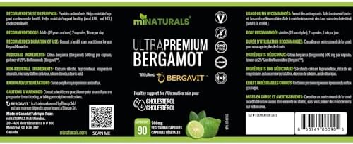miNATURALS Citrus Bergamot Supplement 90 Capsules For Cholesterol Control & Heart Health, Antioxidant & Cardiovascular Support, Science Backed Bergavit, Made in Canada — view 8