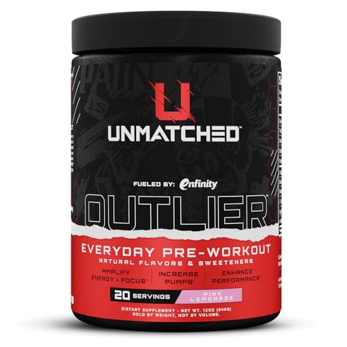 Image of Unmatched Outlier Everyday Pre Workout Powder for Men & Women | Paraxanthine, Beta Alanine, NO3-T Nitrates | Natural Flavors & Sweeteners | 20 Servings (Pink Lemonade)