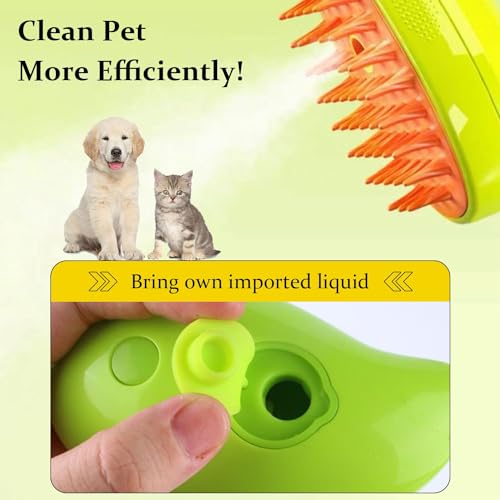 Image of Steamy Brush for Cat, Multifunctional Cat Steamer Brush (Green)