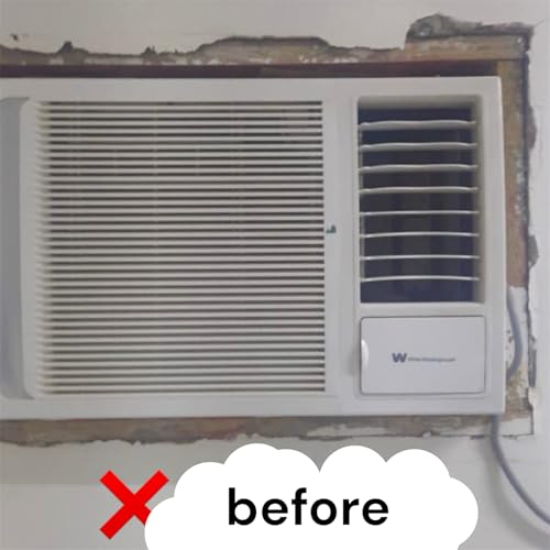 اطار برواز مكيف شباك ديكور خشب براويز مكيفات الشباك ديكورات الوان غير لامعة انيقة تمنع الغبار والحشرات سهل التنظيف الفك التركيب (اسود مطفي)