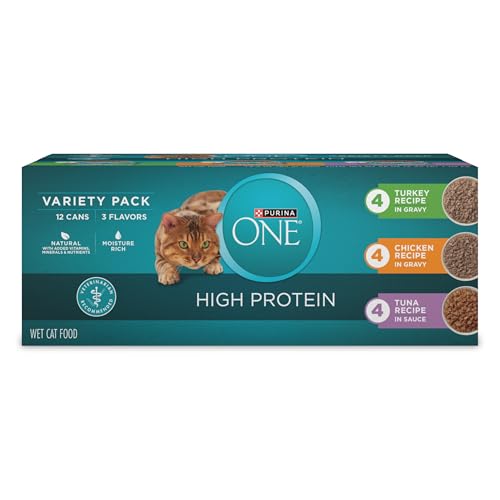 Purina ONE Natural, High Protein Cat Food Variety Pack, Turkey, Chicken and Tuna Recipes - (2 Packs of 12) 3 oz. Cans