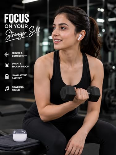 Image of Bluetooth 5.3 Wireless Earbuds with ENC Noise Cancellation, Premium Studio Sound, Smart Touch Control, Long Battery Life, Type-C Charging, Deep Bass TWS Earphones (White)