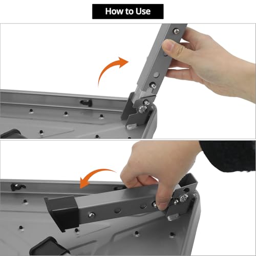 Miniatura 4 de Qwork - Escalera De Pie Ajustable En Altura, Escalera Plegable Con Plataforma Antideslizante, Para Camping, Hogar