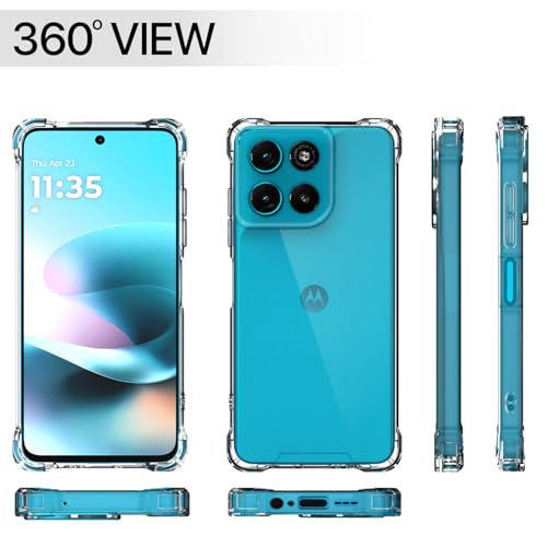 Image of Amazon Basics Back Cover for Motorola Moto G67 Power 5G / G57 Power 5G PC + TPU Clear Transparent Raised Edges Shockproof Protective Phone Bumper Case (Transparent)