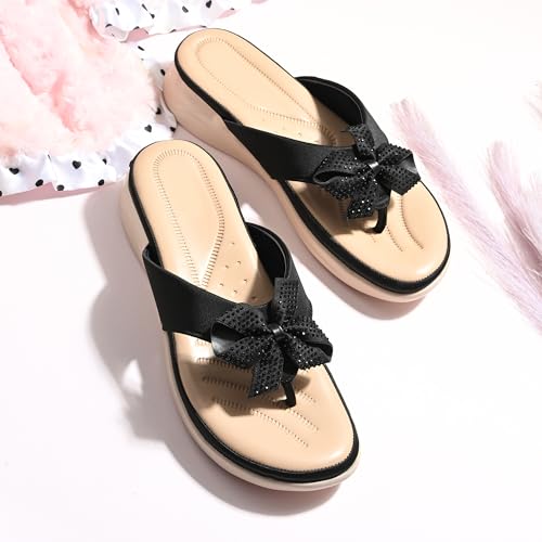 Image of Centrino Women's Sandals | Stylish Slip-On Sandals for Ladies | Durable Soft Cushioned Footbed for Comfort | Elegant & Trendy Design | Lightweight Daily And Casual Use Flip Flops (9343)