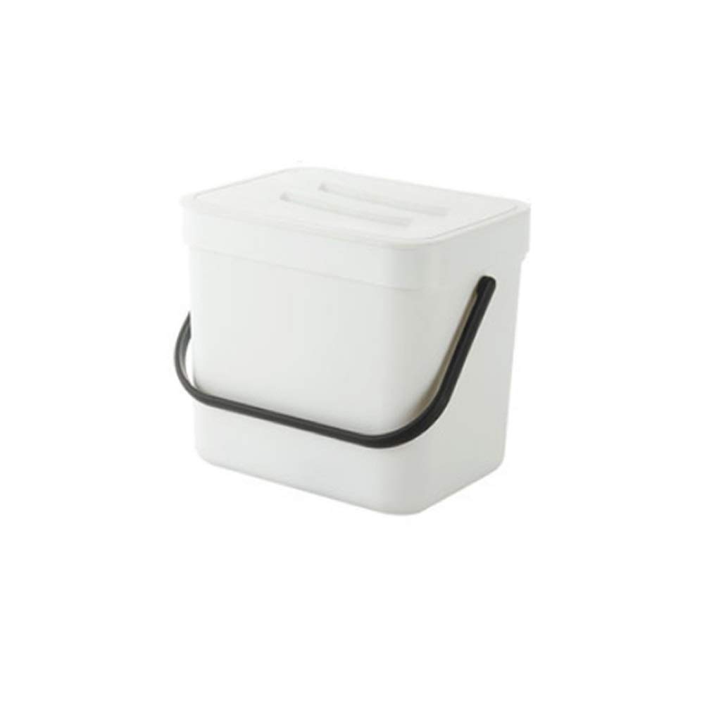 Trash Can 7L/1.8Gal Household Trash Can Wastebasket Plastic Recycling Bin Gray + Khaki 2 Pack Kitchen Bin for Indoor Waste Basket (Color : Gray+Khaki) (White 7L/1.8 Gallon)